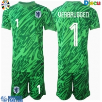 Nizozemska Bart Verbruggen #1 Golmanski Domaci Dres za djecu EP 2024 Kratak Rukav (+ Kratke hlače)